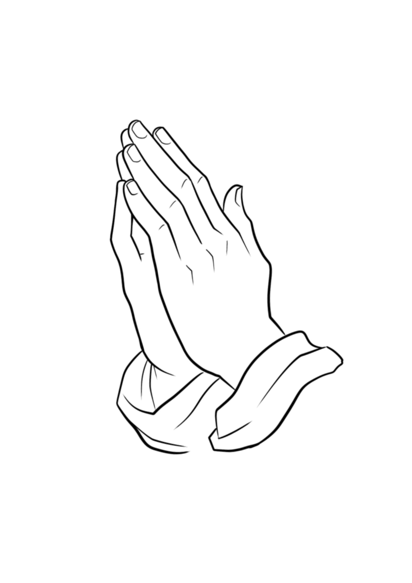 Black linework praying hands drawing by Malik